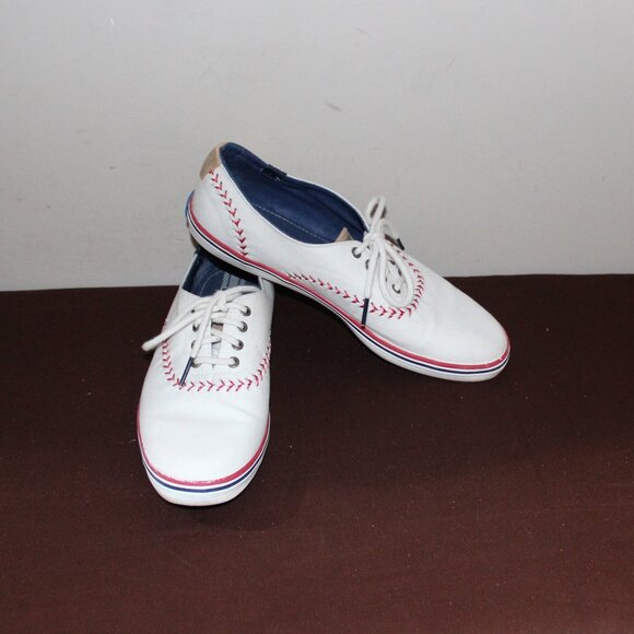 VGC LADIES KEDS "BASEBALL MOM" SNEAKERS - 7 1/2 RED/WHITE - Picture 1 of 7